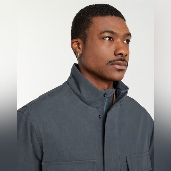 EVERLANE The Waxed Cotton Jacket Slate Gray Utility Pockets Zip Front Medium NEW - Picture 4 of 8